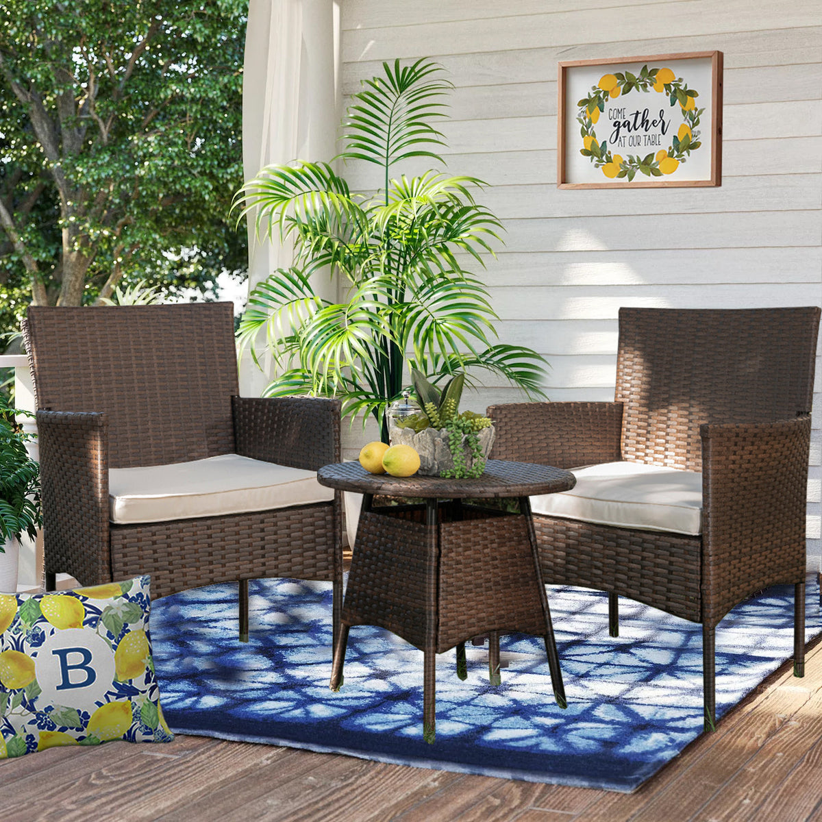 3 piece resin wicker patio online set