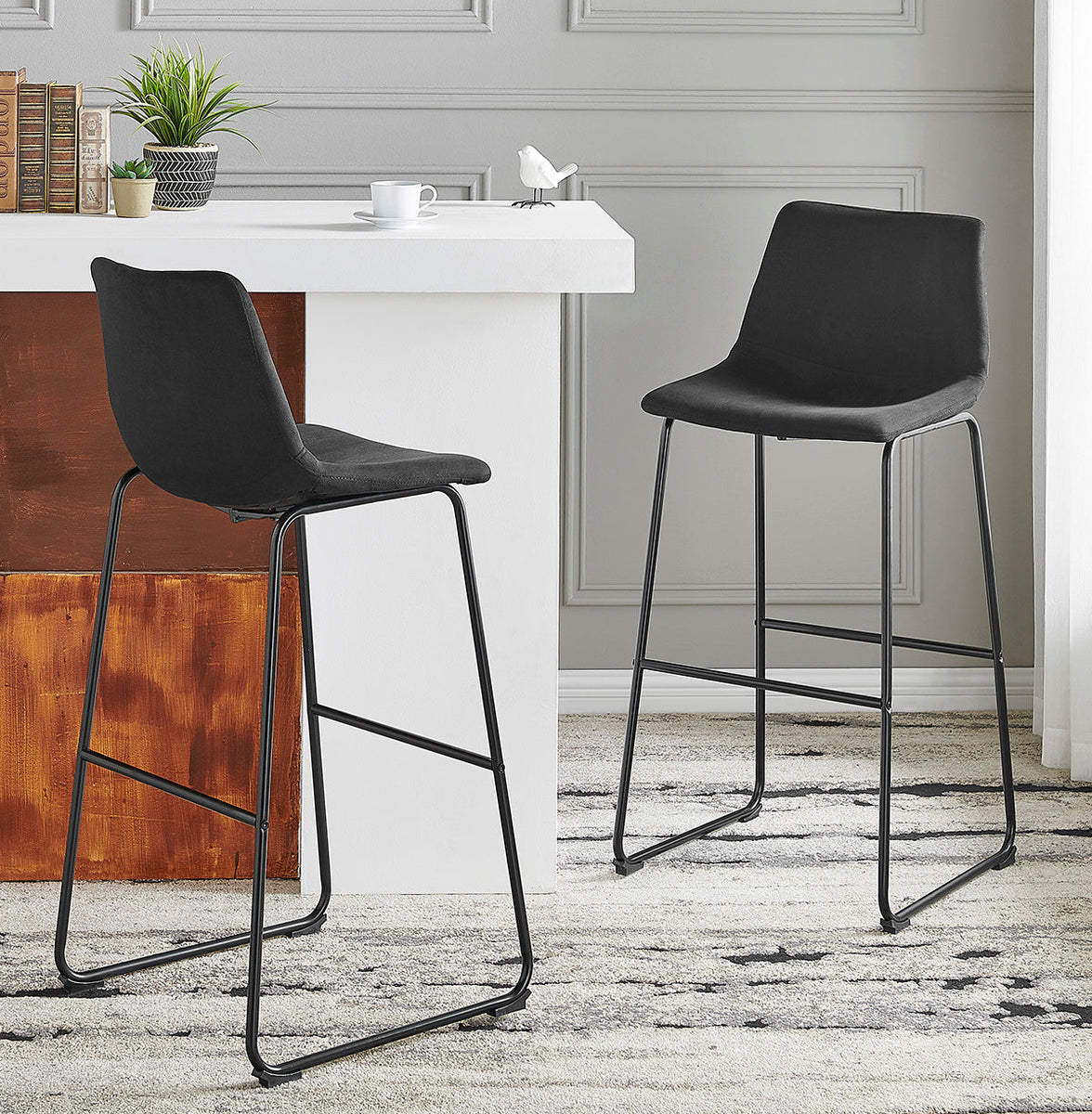 Barton Set of 2 Bar Stools Myrick Black w/Back 30" Kitchen Counter Cha