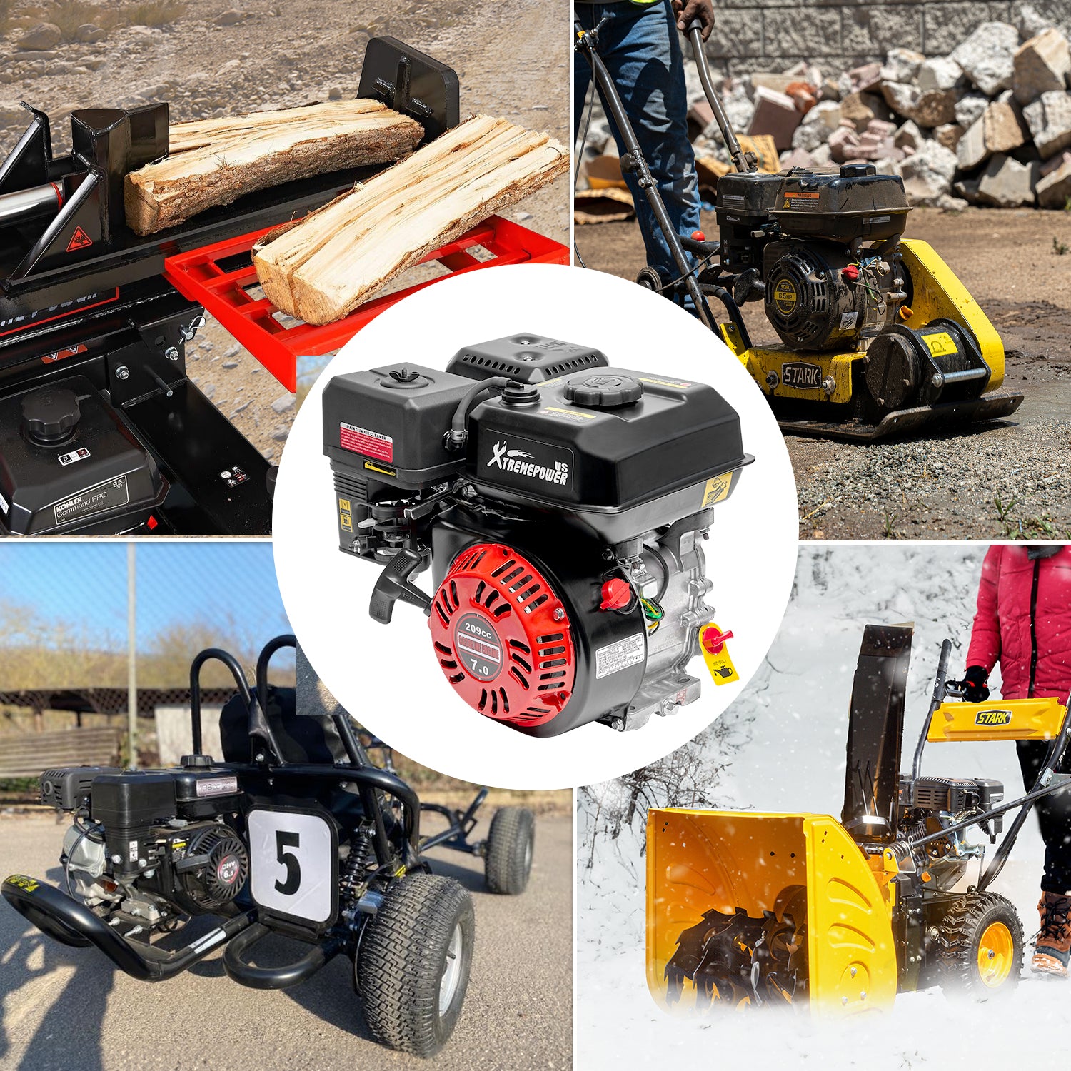Stark Spliter XtremepowerUS 7.0HP Go Kart Log Splitter Gas Power Engine Motor Replac ...