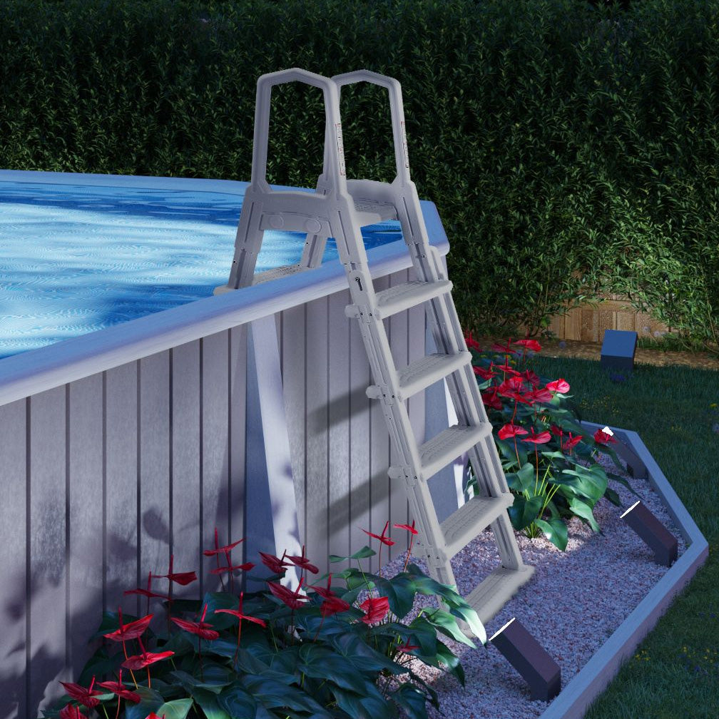XtremepowerUS Deluxe Incline Above Ground In Pool Swimming Pool Ladder ...