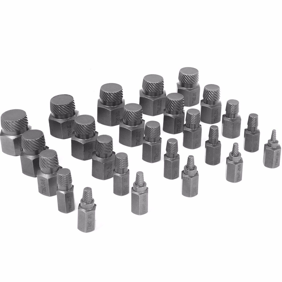 Square Extractor Bit Set Stark USA 33604 25pc Multi-Spline Screw Extractor Set Hex Head Bit Soc