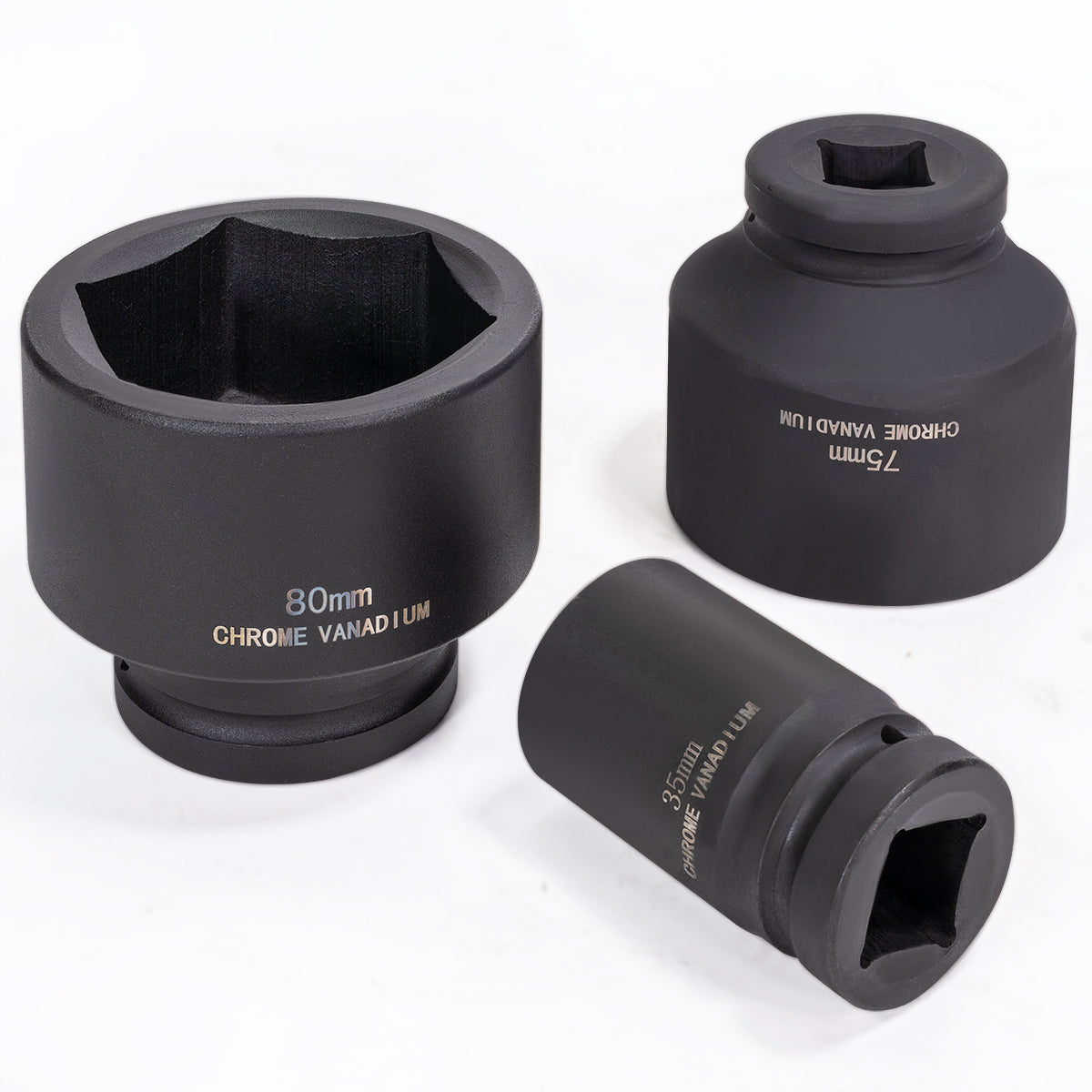 TOMMARS 3/4 Zoll Antrieb Deep Impact Steckschlüsselsatz | 8-teilig | Für Achsmuttern & Spindeln | Cr-Mo-Stahl