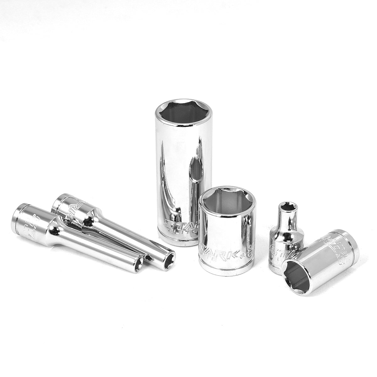 Stark USA 55-Piece 1/4" Drive Socket Set – 90T Ratchet, SAE/Metric, Extension Bar Included