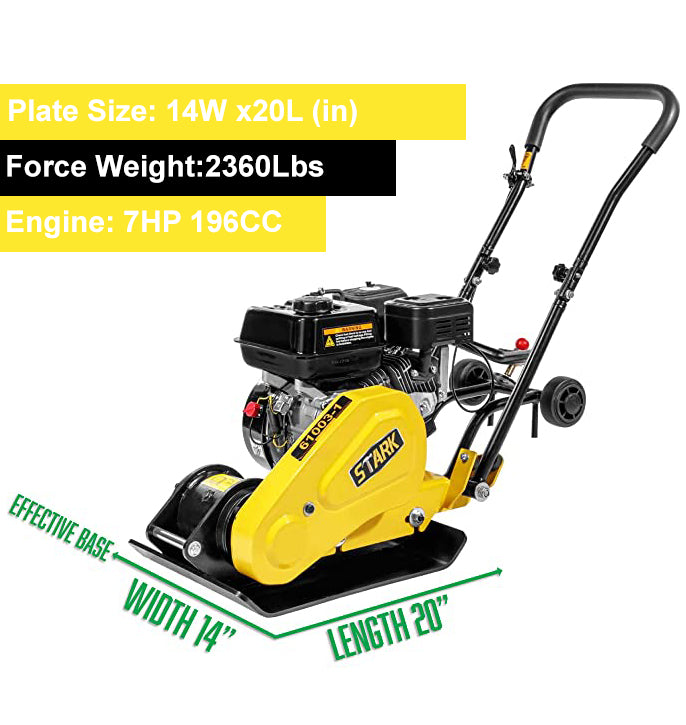 Stark USA 61003 196cc Walk Behind 7hp Gas Vibratory Plate Compactor Ra
