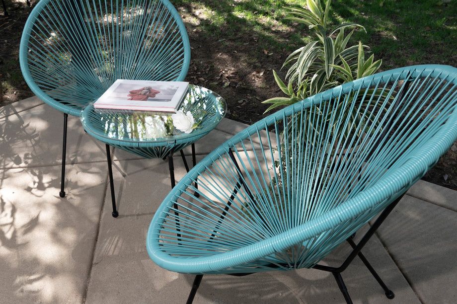 Barton 3PCS All Weather Patio Acapulco Bistro Furniture Set Coffee Sid Stark USA