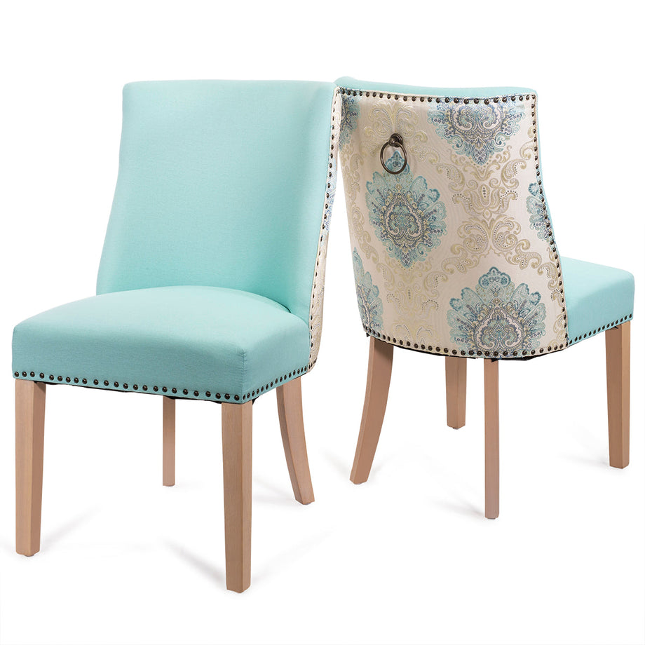 Teal high best sale back dining chairs