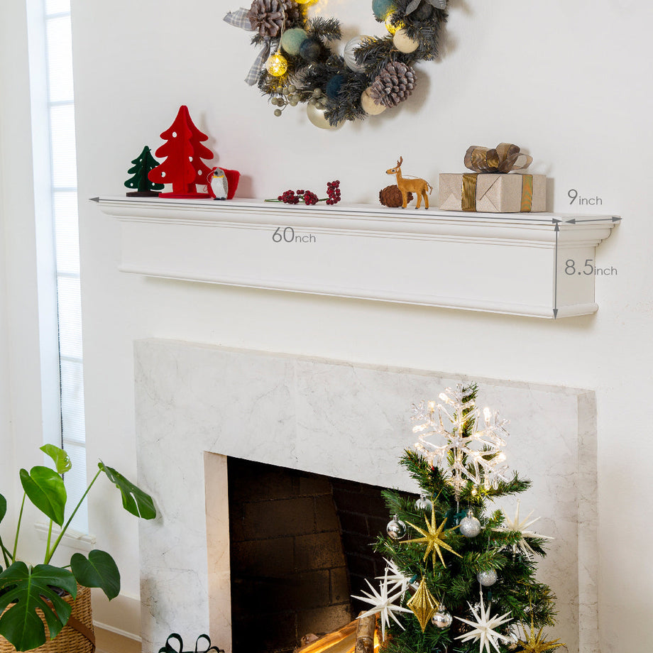 Barton Floating Rectangle Fireplace Mantel 60 WallMount Shelf Wood Be –  Stark USA