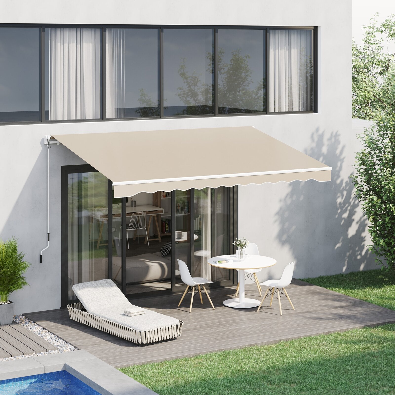 Giantex Toldo retráctil para patio – Refugio solar de 8 x 6.6 pies con  manivela manual fácil, estructura metálica de alta resistencia, toldo  exterior